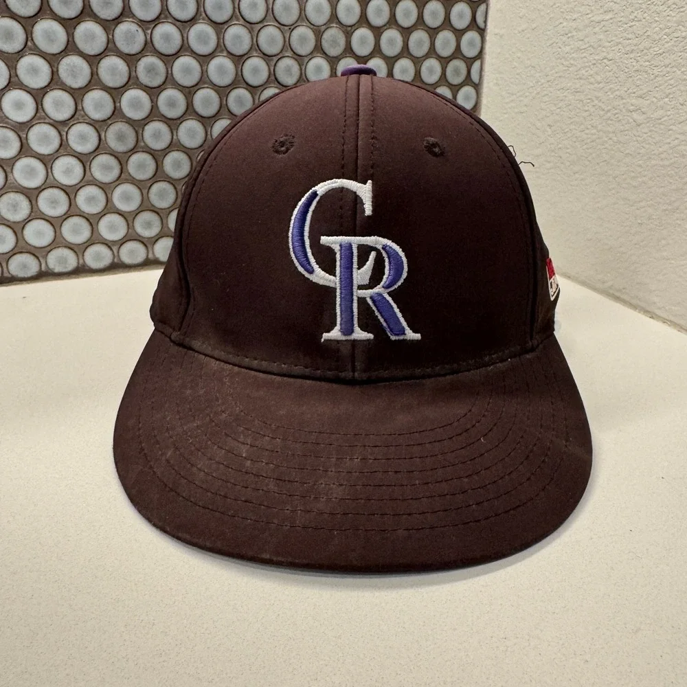 Vintage Colorado Rookies Hat Cap OC Sports Youth MLB Baseball Black Purple Strap